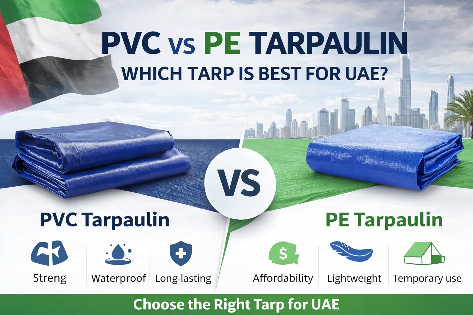 PVC vs PE tarpaulin comparison in UAE