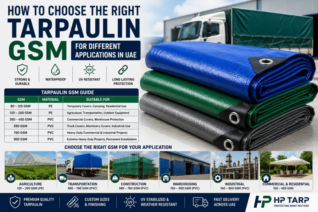 How to choose the right tarpaulin GSM for different applications in UAE