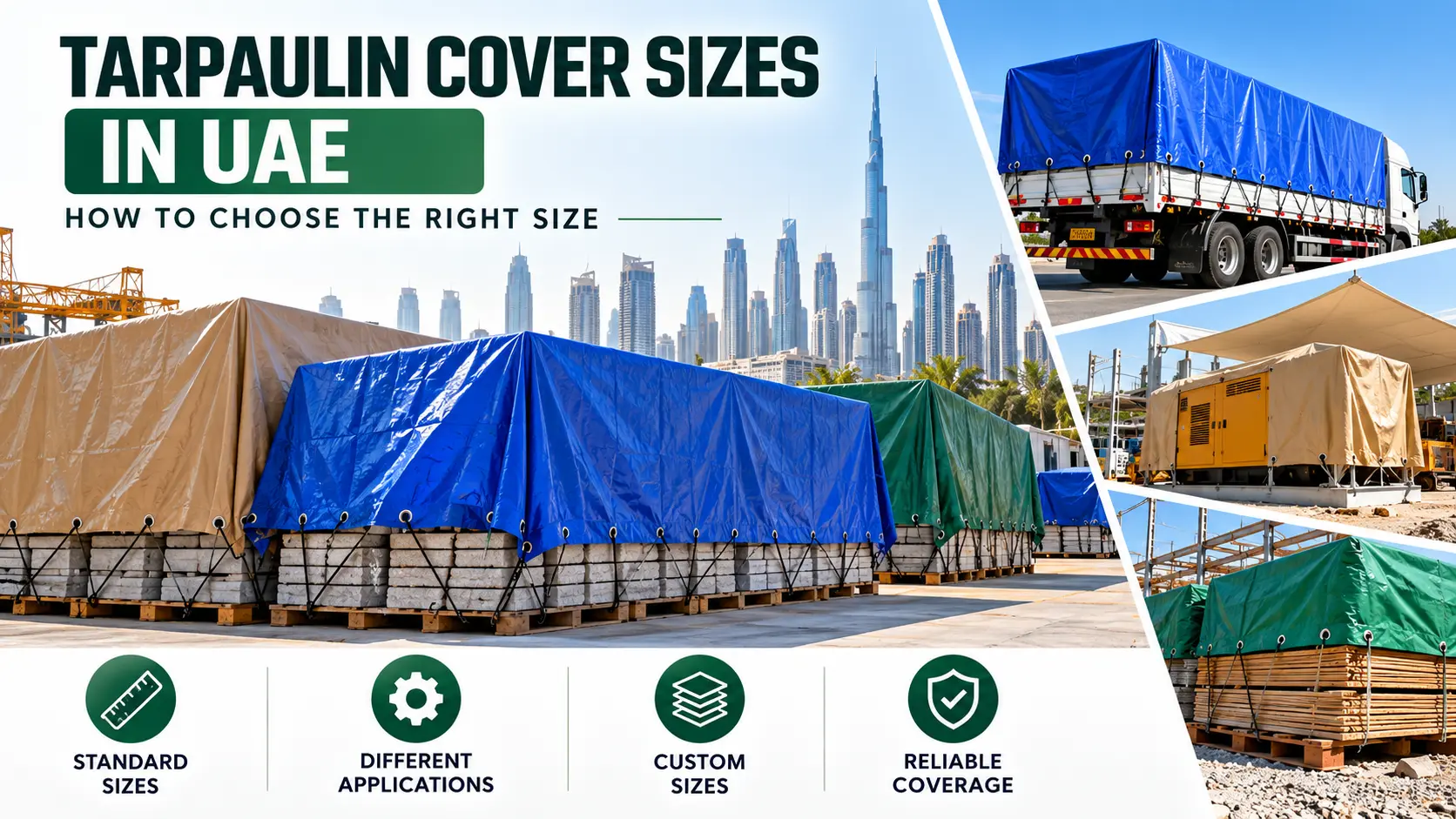 Tarpaulin cover sizes in UAE for different applications